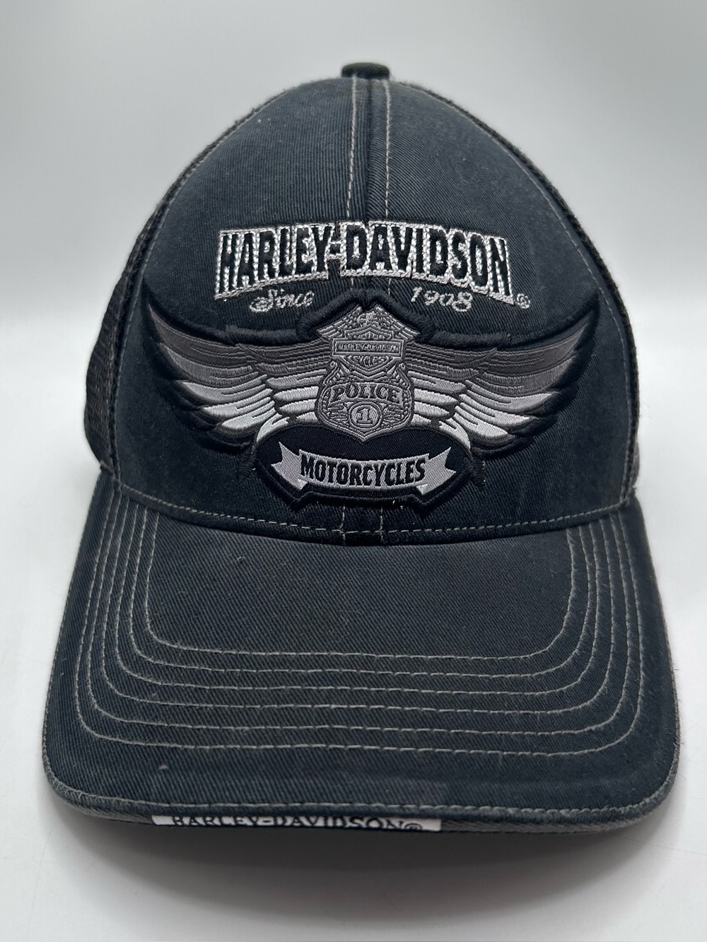Harley-Davidson Police 1 Badge Hat Black Adjustable Strapback Cap NEW RARE CAP